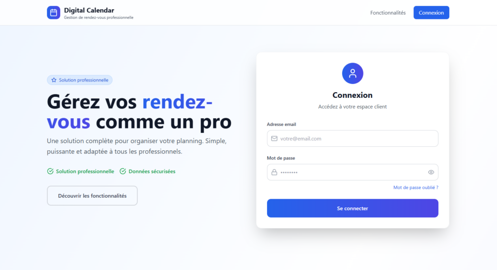 Page d'accueil Digital calender