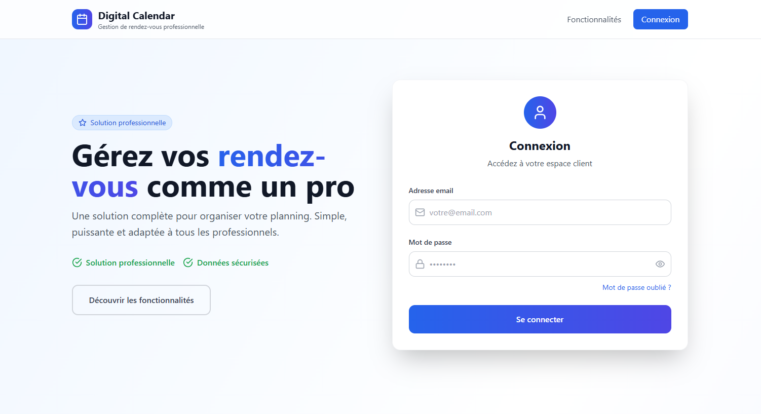 Page d'accueil Digital calender