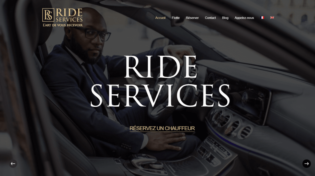 Page d'accueil Ride services