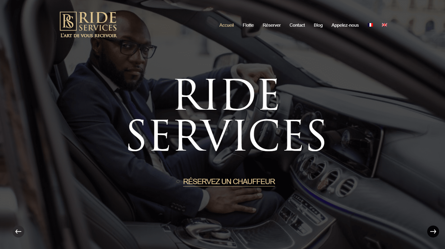 Page d'accueil Ride services